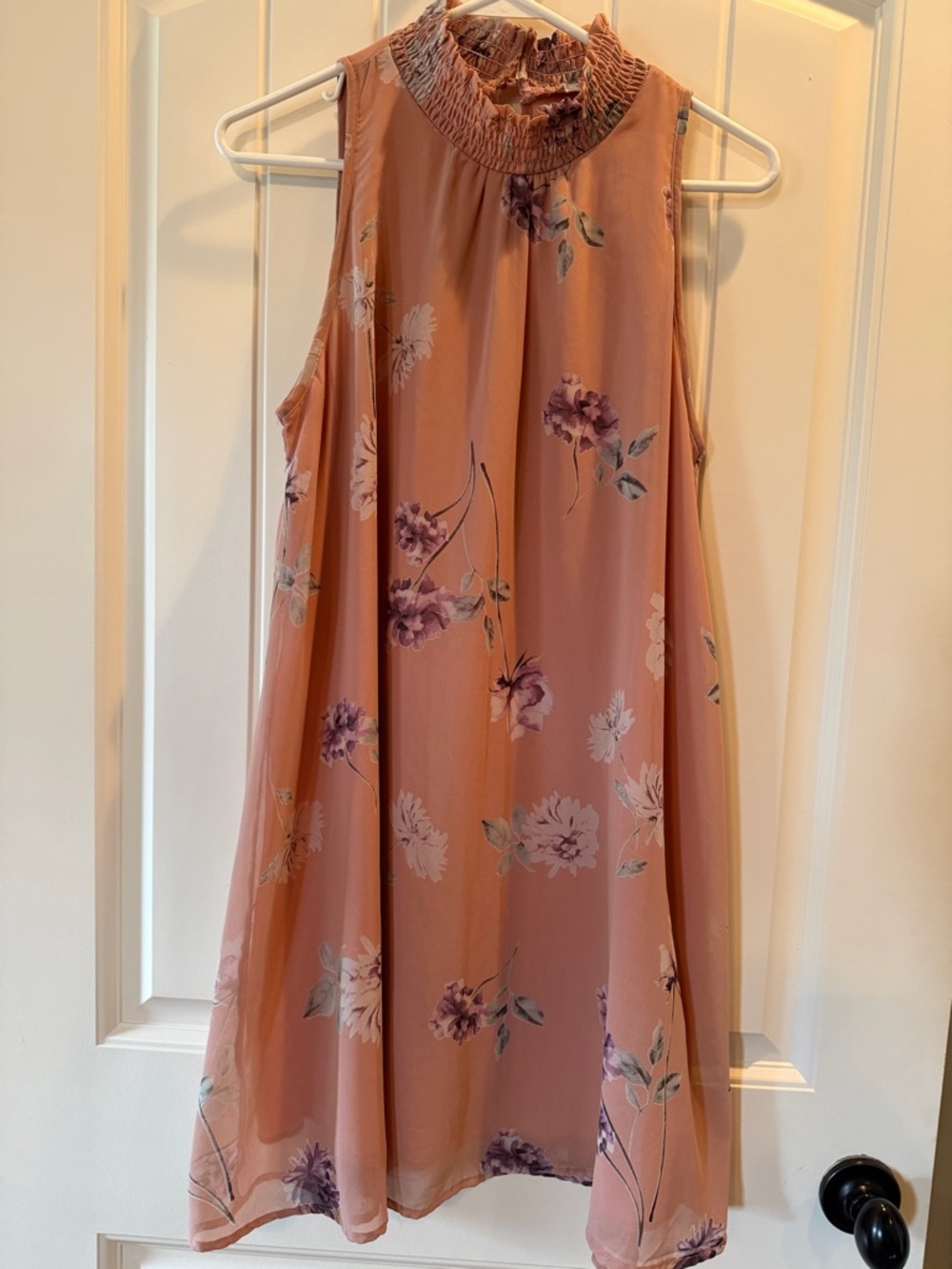 Floral Smocked Neck Strapless Dress - Blush Rose
